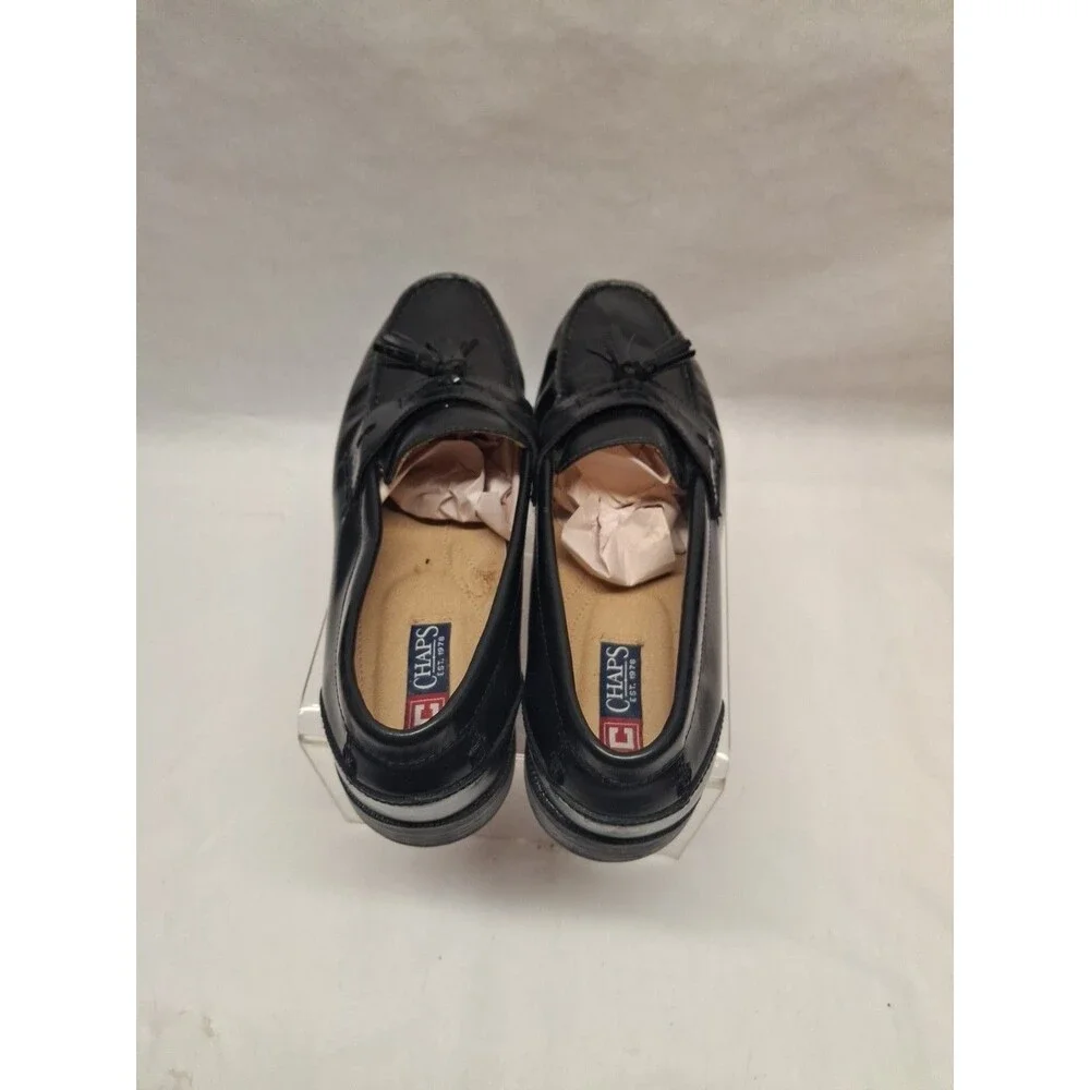 CHAPS Mens Loafer Dress Shoes Black 0968334 Leather Kiltie Tassel Slip On 12M